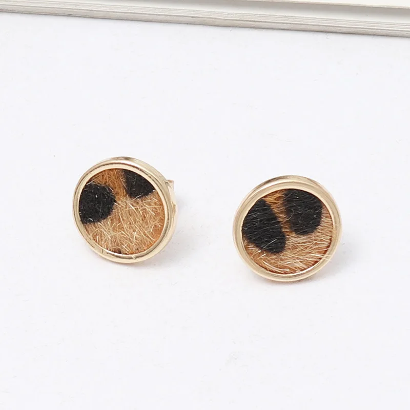ZWPON золотые Мини кожаные серьги диски леопардовые из змеиной кожи для женщин