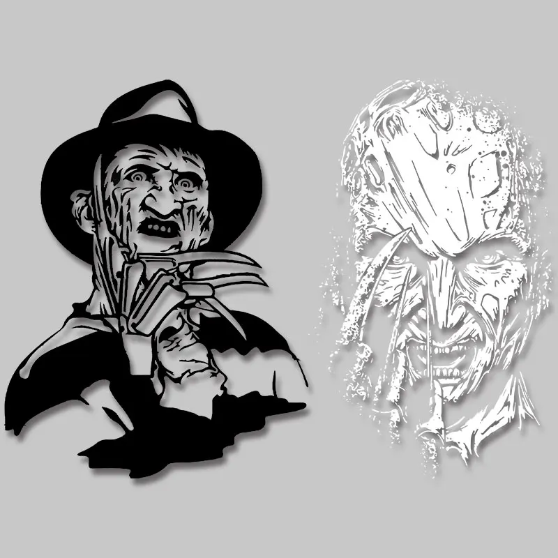 

Horror spoof black and white man without background hollow design Printed Ironing For Clothing Heat Transfer PVC Patch Washable