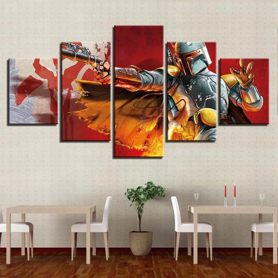 

Anime Iron Armor Gunslinger Warrior 5 Pcs Modern Home Decor Canvas HD Print Painting Poster Living Room Frame Wall Art Pictures