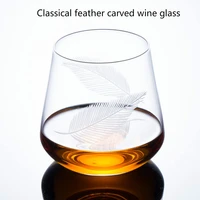 healthy carved feather 300 400ml art whiskey glass cup unleaded handmade vodka wine cup holiday cocktail drinkware sniffing cup