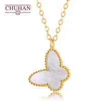 chuhan genuine 18k gold au750 butterfly necklace pendant female simple necklace fashion romantic style real gold fine jewelry