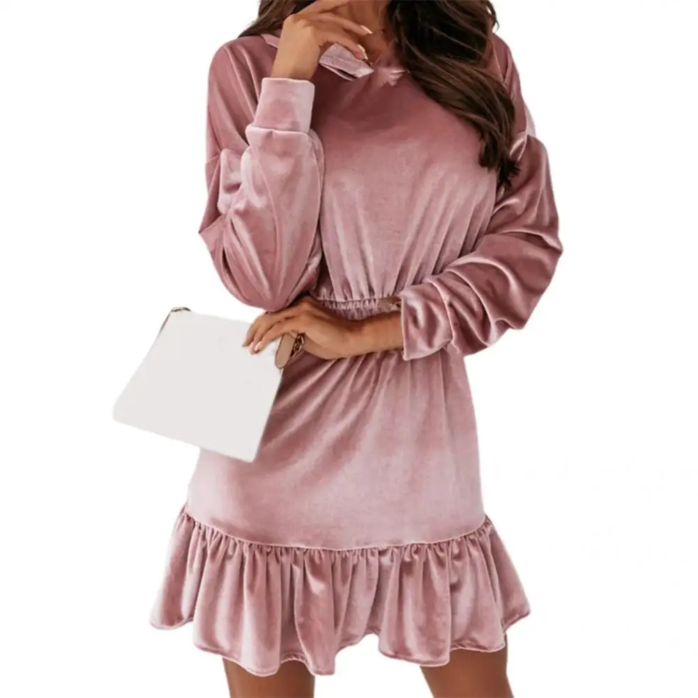 

Practical Spring Autumn Bodycon Women Mini Party Dresses Party Dress Solid Color Breathable