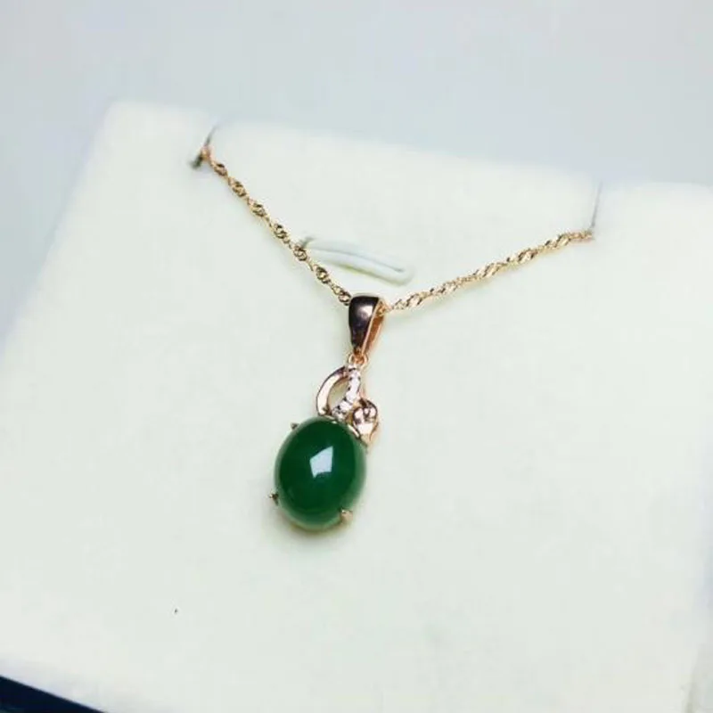 925 Серебряная яшма зеленый нефритовый полый цветочный дизайн кулон на удачу +