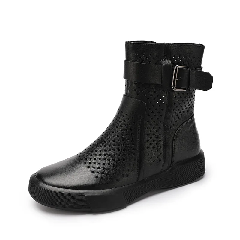 

Hollow Martin boots female leather spring and summer 2021 new flat high-top hole shoes breathable soft summer cool boots
