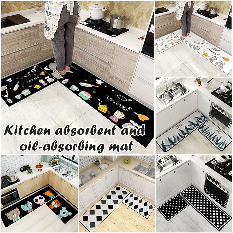 

Kitchen Printed Non-Slip Carpet Absorb Water and Oil Floor Mat Rug Decorative Boards Home Long Strip Non-slip Mat Boards