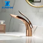 Смеситель для раковины XUNSHINI, цвет розовое золото, для холодной и горячей воды