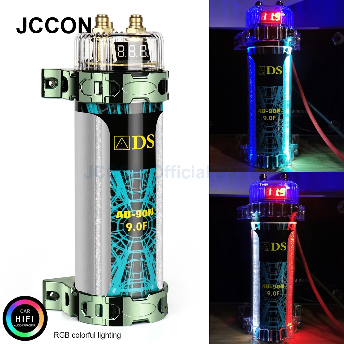 9.0 Car Audio Farad Capacitor Super Power Subwoofer Modified with Lights LED Voltage Display Filter Capacitors Stabilized Pond