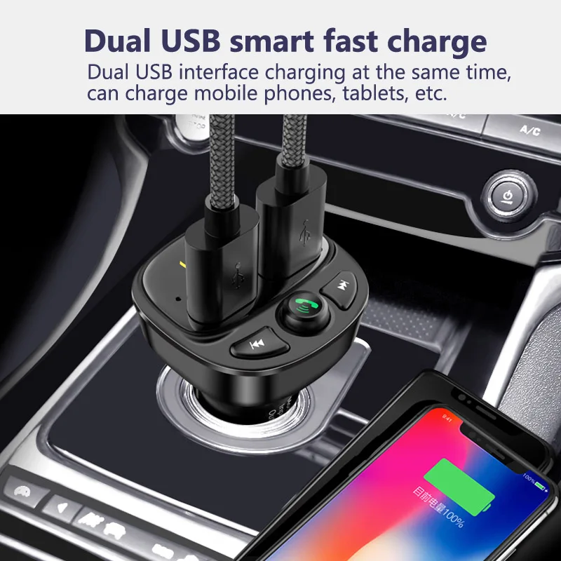Konrisa fm передатчик Bluetooth 5 0 устройство для автомобиля с двумя портами USB Зарядное