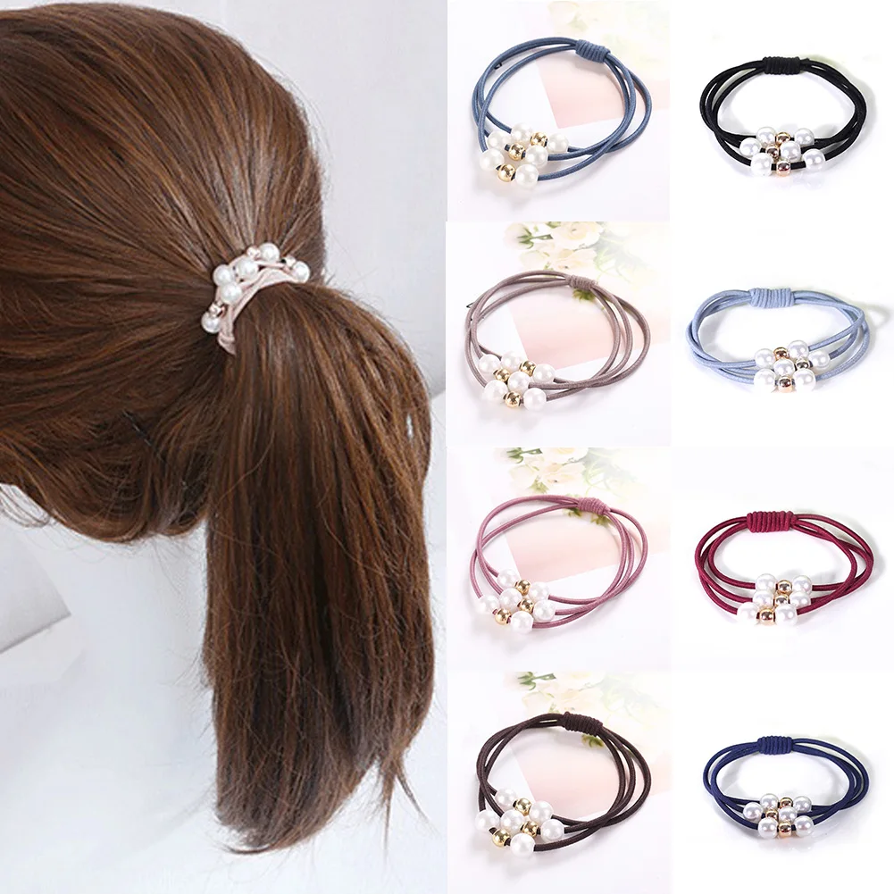 Популярные Модные эластичные резинки для волос жемчужные кольцо держатель