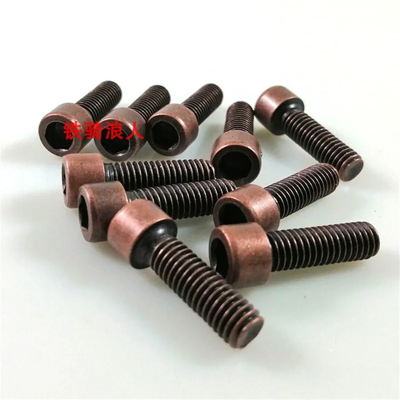 10 PCS brown Ретро M6 рамка для мотоциклов фиксированный винтажный бронзового цвета ямы велосипед гайки Болты мото наклейка части скутер шурупы 6 мм Винт для мотоцикла - Название цвета: 10 PCS brown