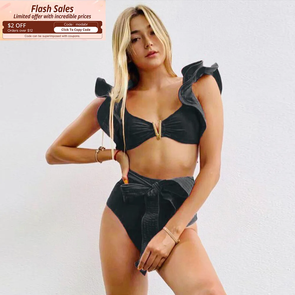 Комплект бикини женский с цветочным принтом купальный костюм чашками пуш-ап