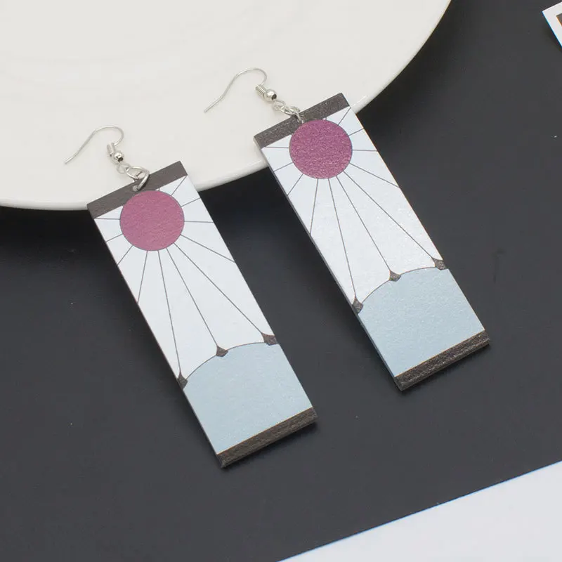 Linmouge 2020 Новые Аниме квадратные висячие серьги с лезвием из акрила Zaomen Tanjiro для