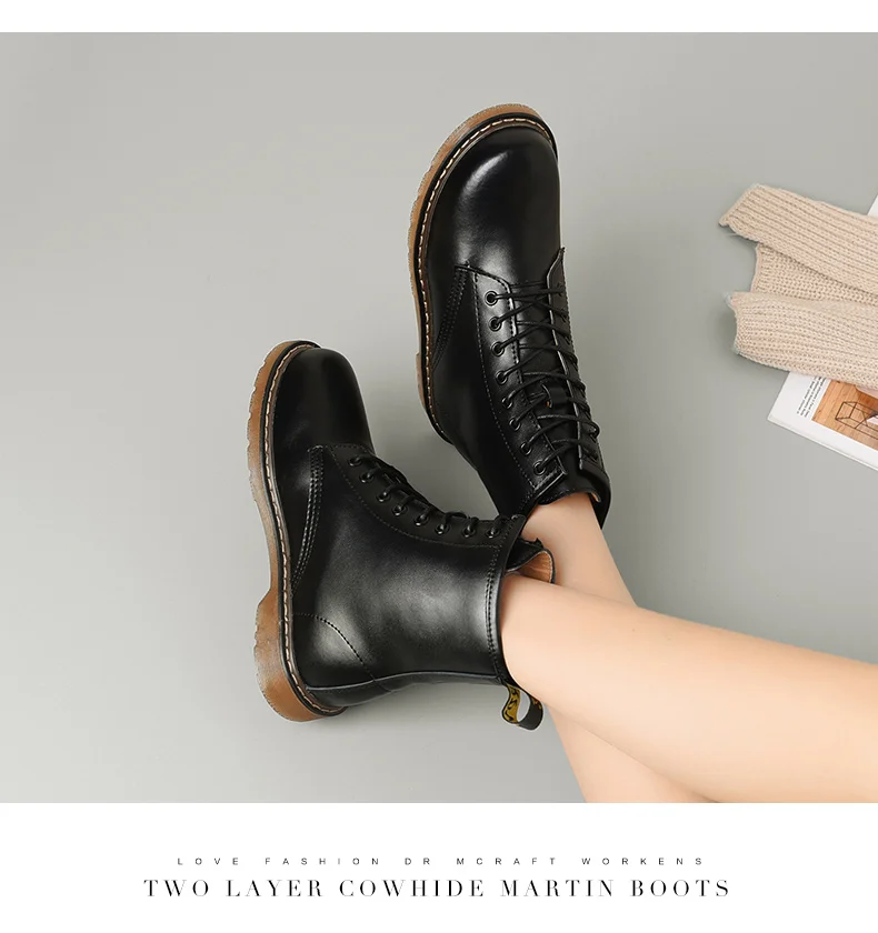 Snow Boots Winter Boot Fur Warm Comfortable Ankle Boots for Women Martin Boots Genuine Leather Shoes Flat Casual Booties