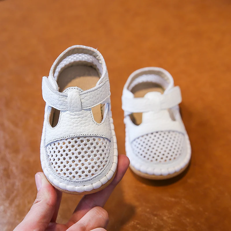 

Toddler Infant Sandals 2021 Summer Baby Girls Boys Anti-collision Shoes Soft Bottom Genuine Leather Kids Children Beach Sandals
