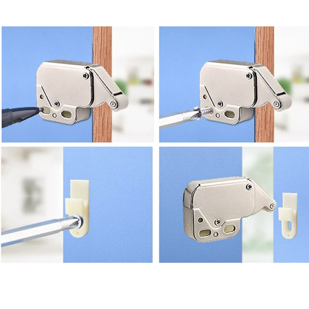 

MINI TIP CATCH Push To Open Latch Cupboard Cabinet Drawer Door Touch Release Mini Selflocking Cupboard Tip Durable Metal Structu