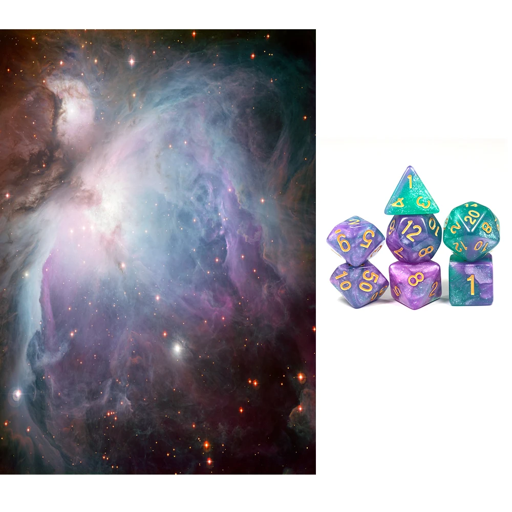 Творческий Вселенная Галактика кости набор D4 D20 с таинственным Королевский синий