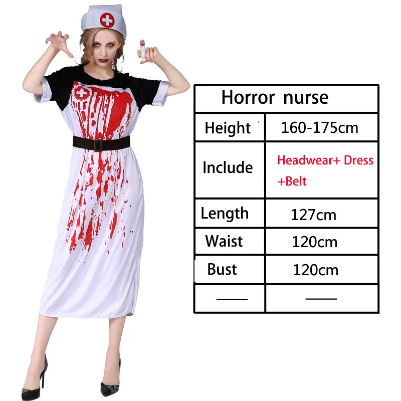 Terrorist nurse ВЗРОСЛЫЙ ТЕРРОР Voodoo Вампир Костюмы на Хэллоуин для женщин и мужчин карнавальные вечерние костюмы призрак невесты скелет костюм аниме для косплея платье - Цвет: Terrorist nurse