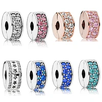 clear cz spacer clips beads fit original pan bracelet colorful crystal flower clip charms diy bangles for women jewelry kid gift