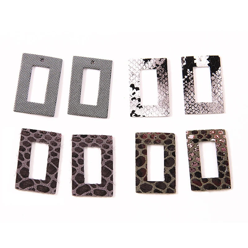 50 шт./партия серьги из кожи искусственной с принтом змеиной Прямоугольная форма