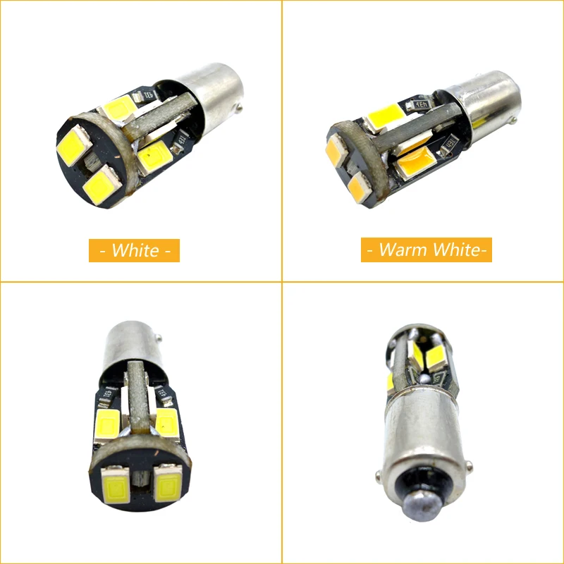 Фото Светодиодсветильник лампа CANBUS BA9S/BAX9S/BAY9S/H21W/T4W/H6W/W5W, 5630, 8 светодисветодиодный, с боковым клином, внутренняя сигнальная лампа, 12 В, теплый белый ... №4