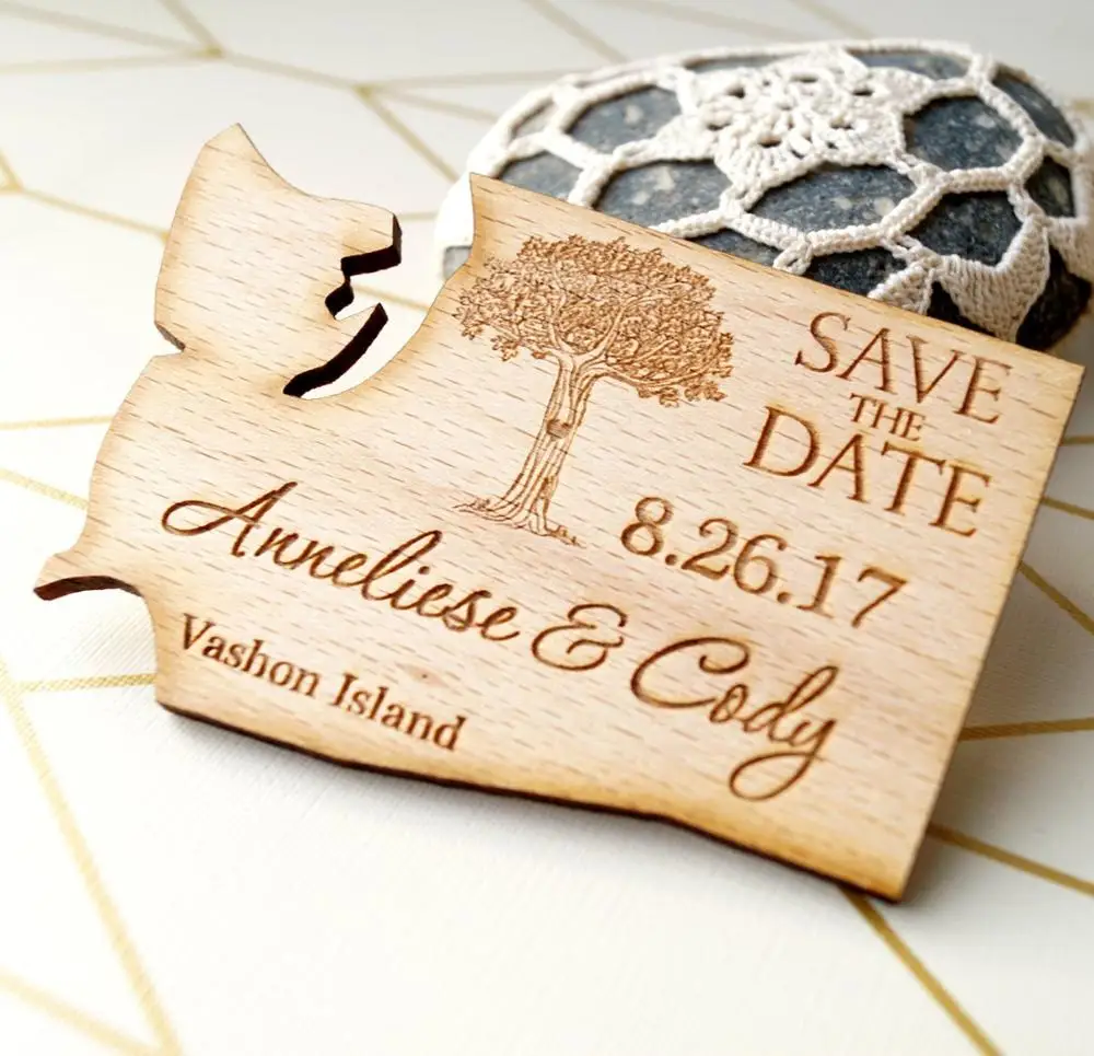 Деревянные магниты для сохранения даты в форме карты сохраните деревенская