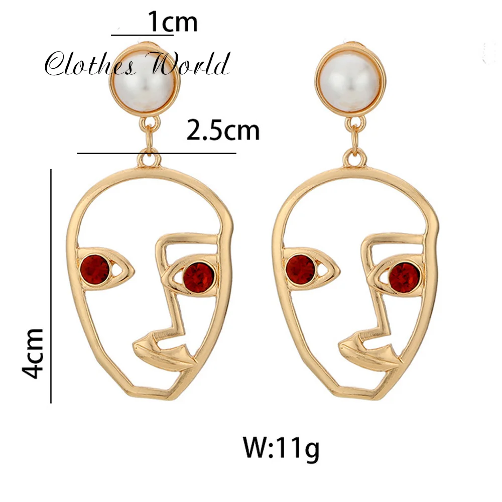 Странное лицо Кристальные стразы висячие серьги женские в виде лица