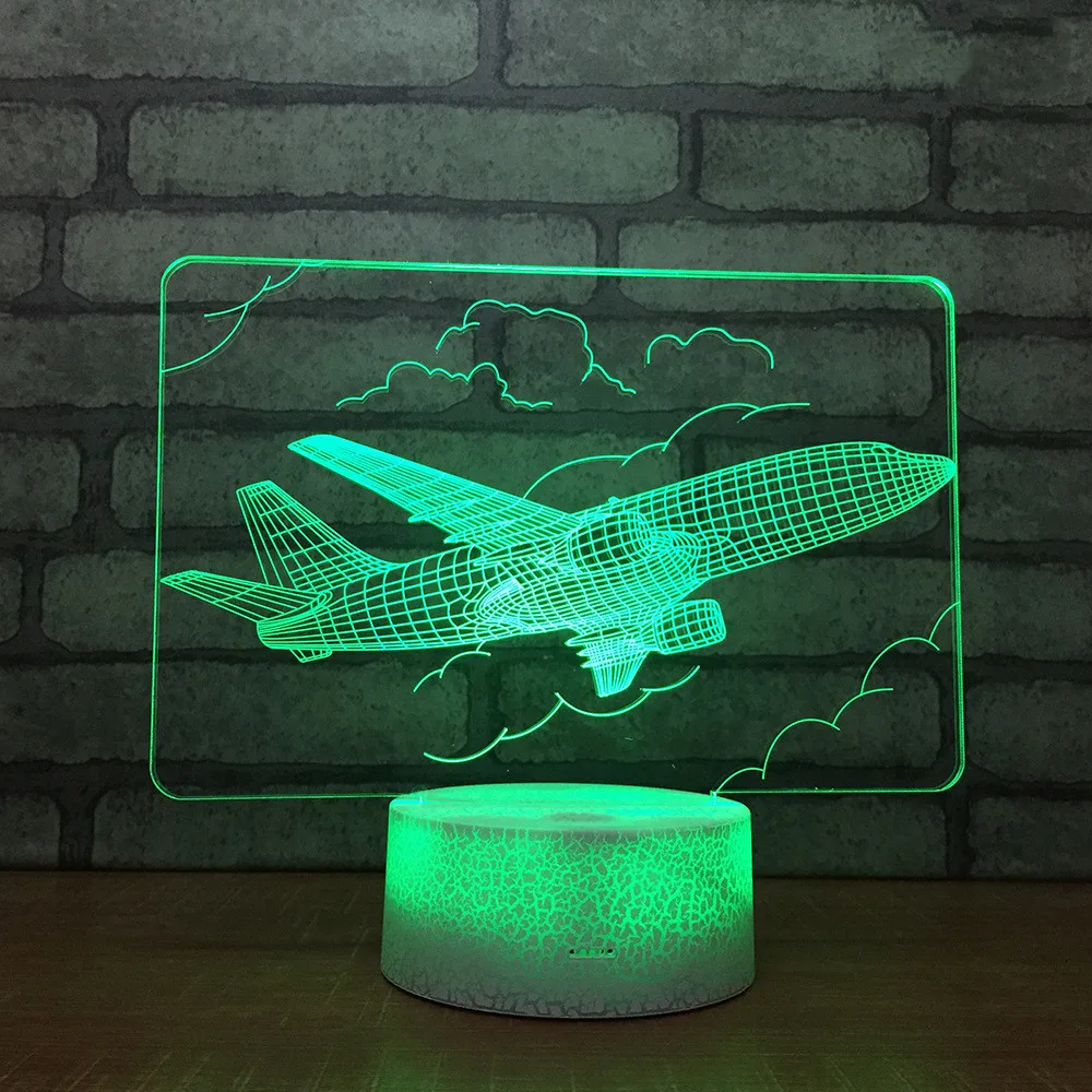 Авиационный вентилятор самолет 7 цветов лампа 3D светодиодные ночники для детей сенсорный USB настольная лампа для сна ночник Aircarft - Испускаемый цвет: 7 Colors Changeable