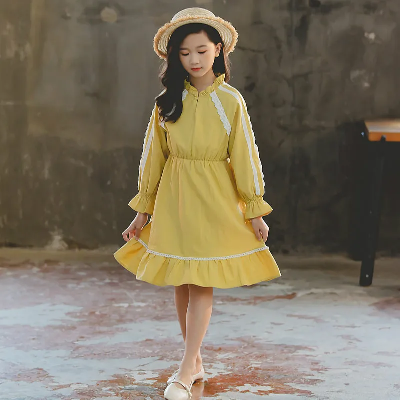 Осеннее хлопковое платье для девочек праздничные платья принцессы с длинным