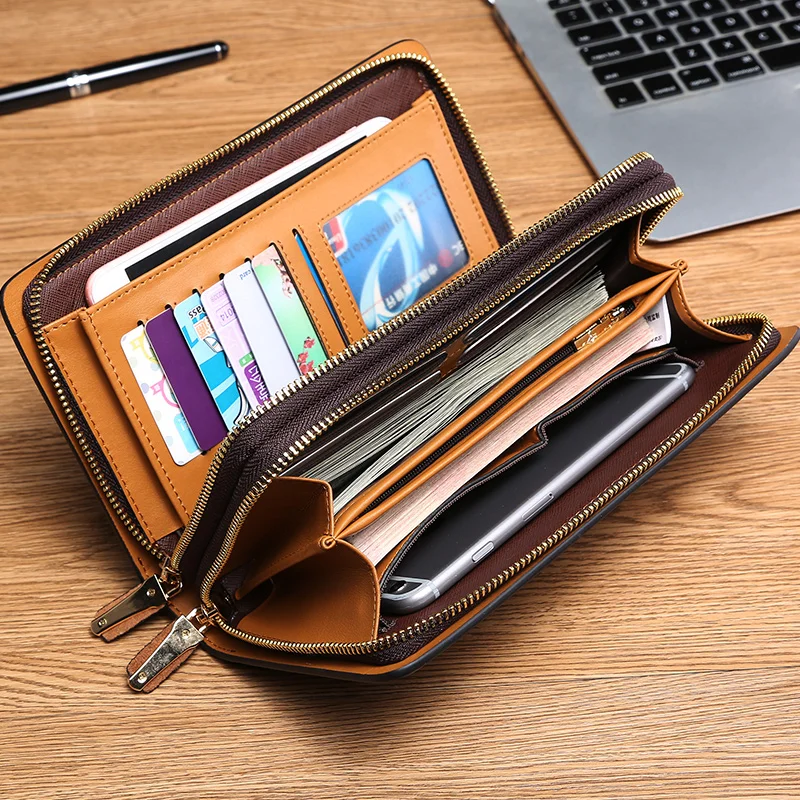 Kangaroo Kingdom Brand Luxury Men Clutch Bags Split Leather Handbag Double Zipper Business Hand Bag for Man |