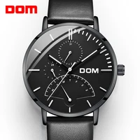dom men watches luxury brand multi function mens sport quartz watch waterproof leather black wrist watch men clock m 511d 7m