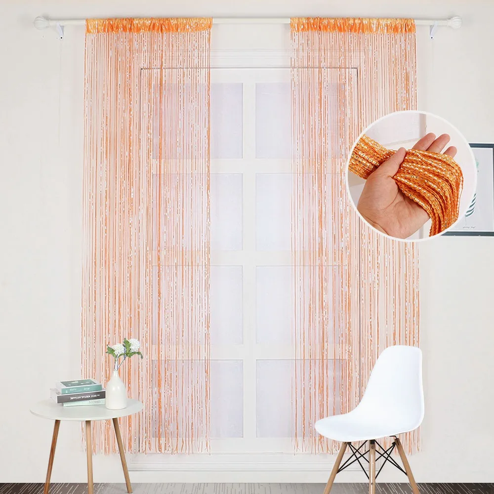 

New 100x200cm Shiny Tassel-Line Curtains Living Room String Curtain Window Door Divider Drape Living Room Valance Home Decor