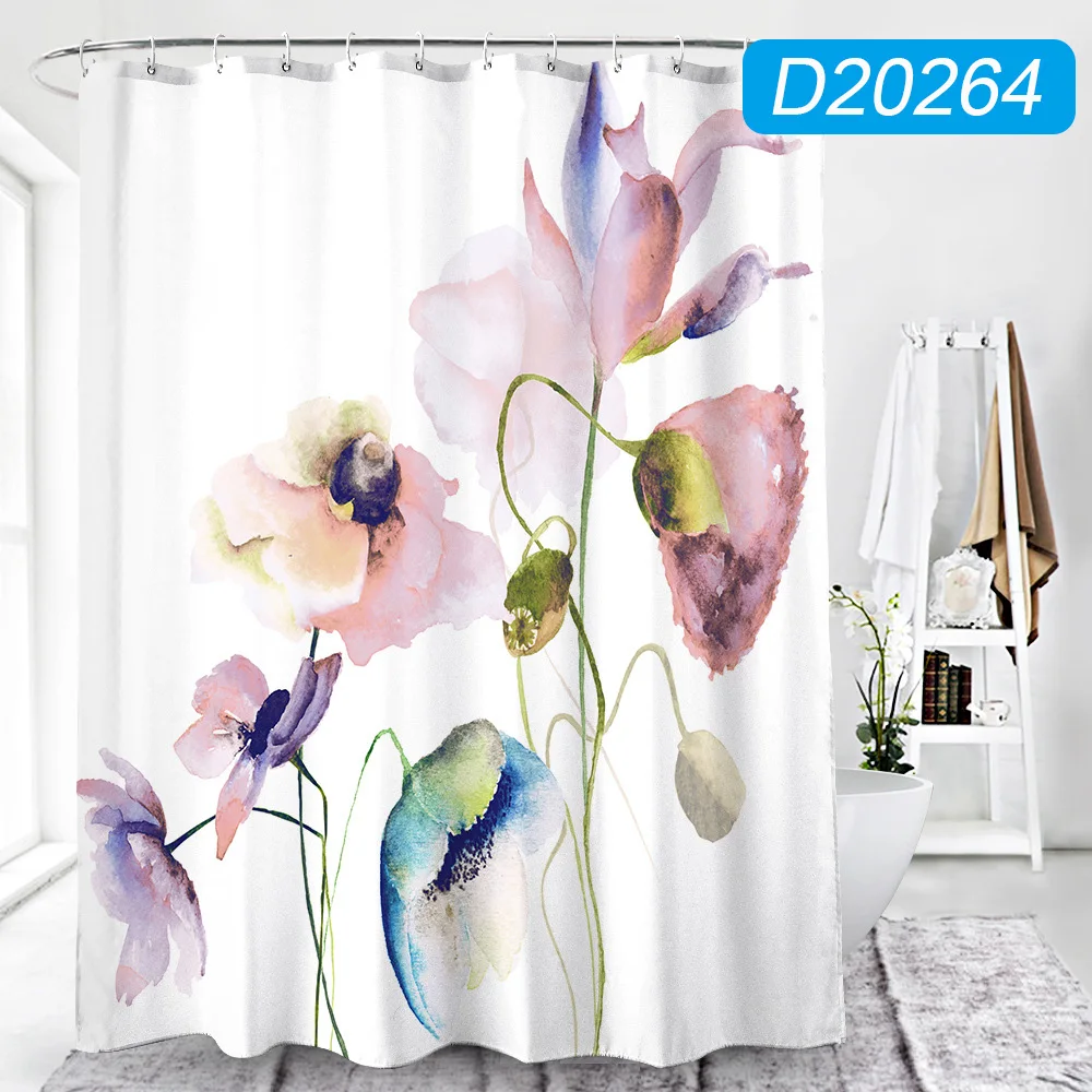 

Digital Printing Shower Curtain Waterproof Polyester Cloth Modern Simple Curtain for Home Bathroom Bedroom YE-Hot