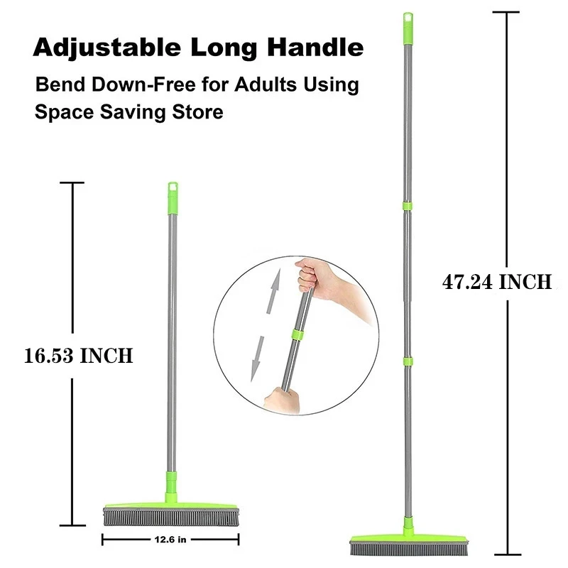 Регулируемая резиновая щетка для удаления питомцев Швабра уборки пыли Ковров