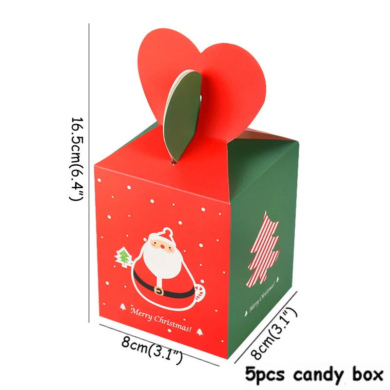 5pcs paper box Рождественская коробка для конфет на день рождения украшения для печенья Подарочная коробка Рождественский Декор для дома упаковочные коробки Navida Natal Декор - Цвет: 5pcs paper box