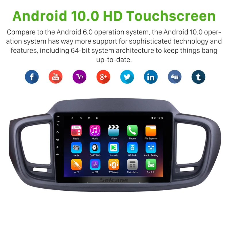 Автомагнитола Seicane 1024*600 Navi 10 1 дюйма HD Android 0 для KIA SORENTO LHD 2015 мультимедийный плеер GPS