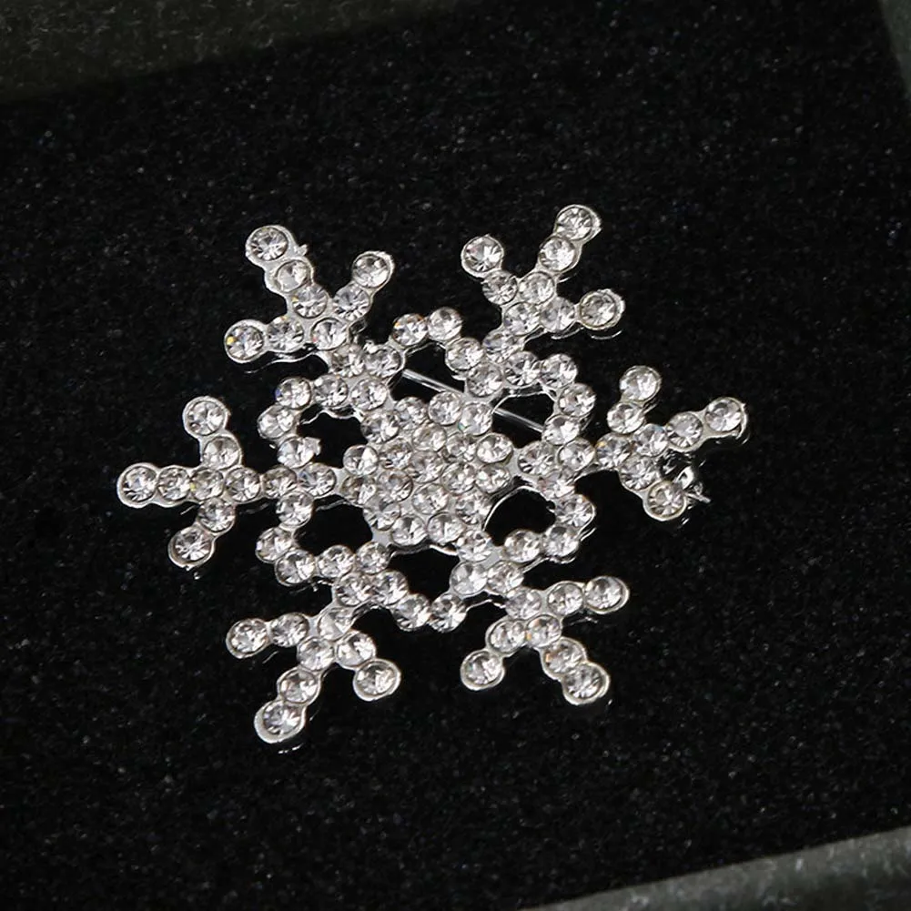2022 Women Jewelry New Fashion Vintage Full Of Brooch Pin Crystal Big Winter Snow Theme Christmas Snowflake Brooches | Украшения и