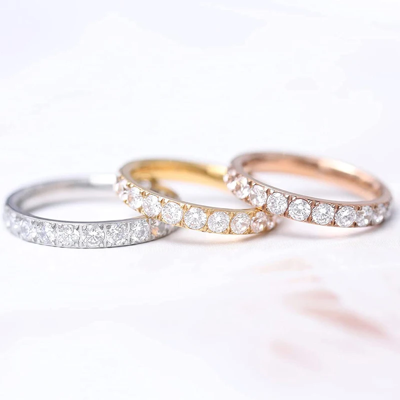 TIGRADE 3 мм черное розовое золото титановое кольцо для женщин кубический цирконий