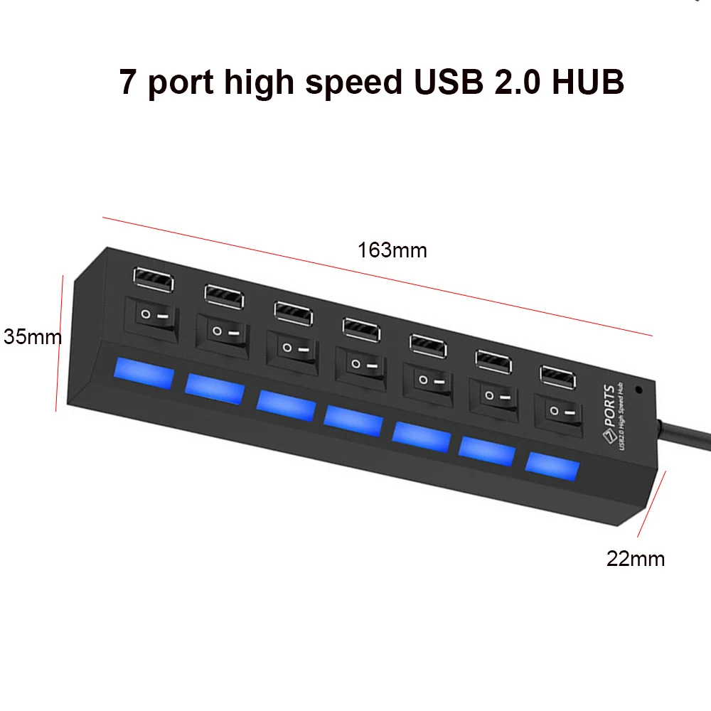 Разветвитель USB 4/7 в 1 2 0 30 см кабель
