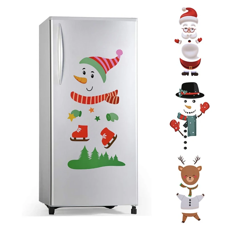 

Christmas Fridge Magnet Santa Snowman Elk Stickers Christmas Decorations Xmas Window Clings Decals Refrigerator Sticker