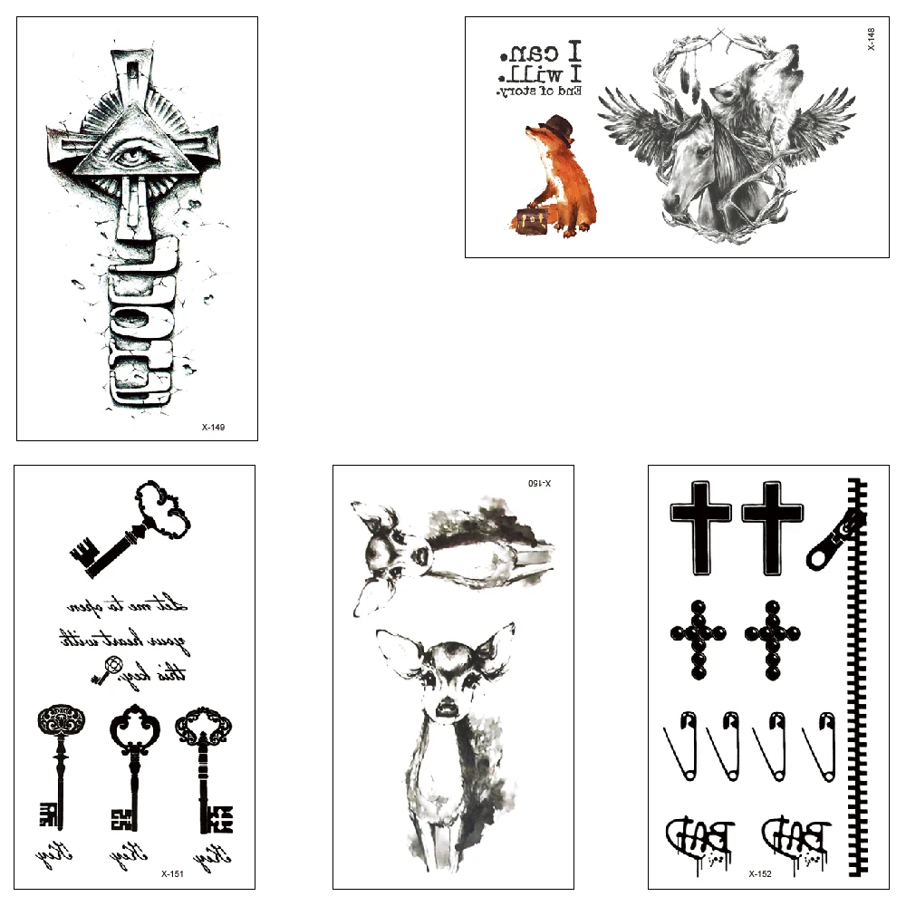 Временная татуировка водные переводные наклейки Черный Олень крестовой ключ