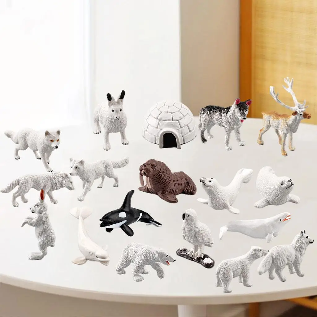 

18Pack Lifelike Arctic Animal Model Mini Figurines Models Toys Birthday Christmas Party Decoration Kids Gift