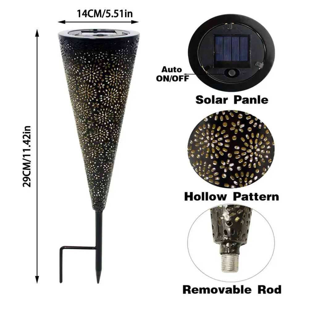 

1PC Outdoor Solar Lawn Light Iron Hollow Metal Ground Plug Lamp Waterproof Garden Lawn Garden Decoration Protection Lamp