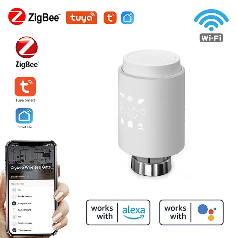 ZigBee Wifi Smart TRV Radiator Actuator Thermostatic Valve Tuya Temperature Controller Voice Remote Control Google Home | Обустройство