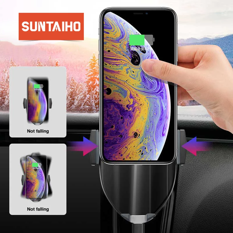 Suntaiho Qi автомобильное беспроводное зарядное устройство для XS Max samsung S8 S10 Note10