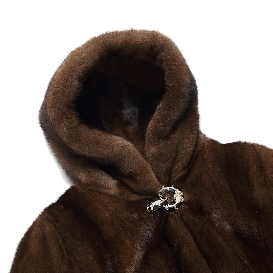 

Real Mink Fur Long Coat Women Winter Warm New Fashion Mink Fur Jackets Plus Size Hooded Women Clothing High Quality