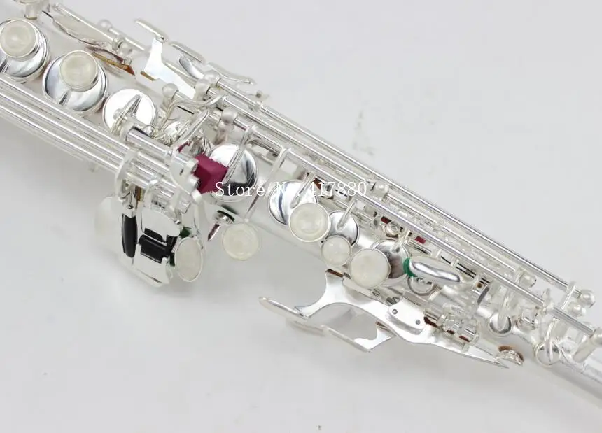 Мягкий матовый посеребренный саксофон сопрано с прямой трубкой