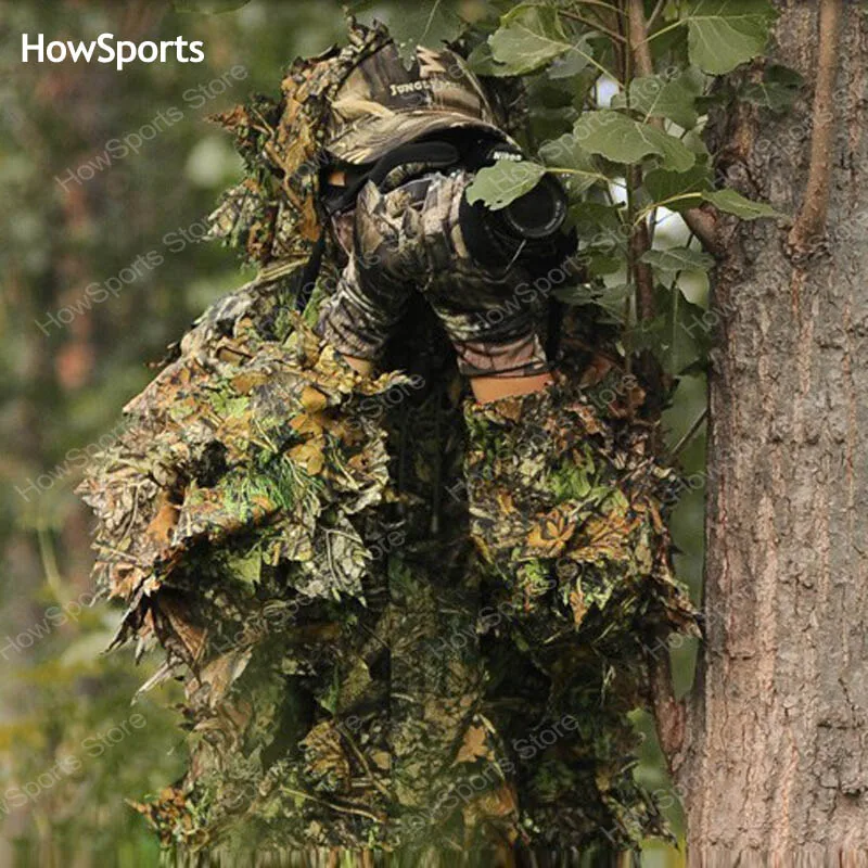 Howsports камуфляж снайпера зеленые листовые охотничьи маскировочные костюмы охотничья одежда birdwatch страйкбол пальто брюки Охотничьи аксессуары
