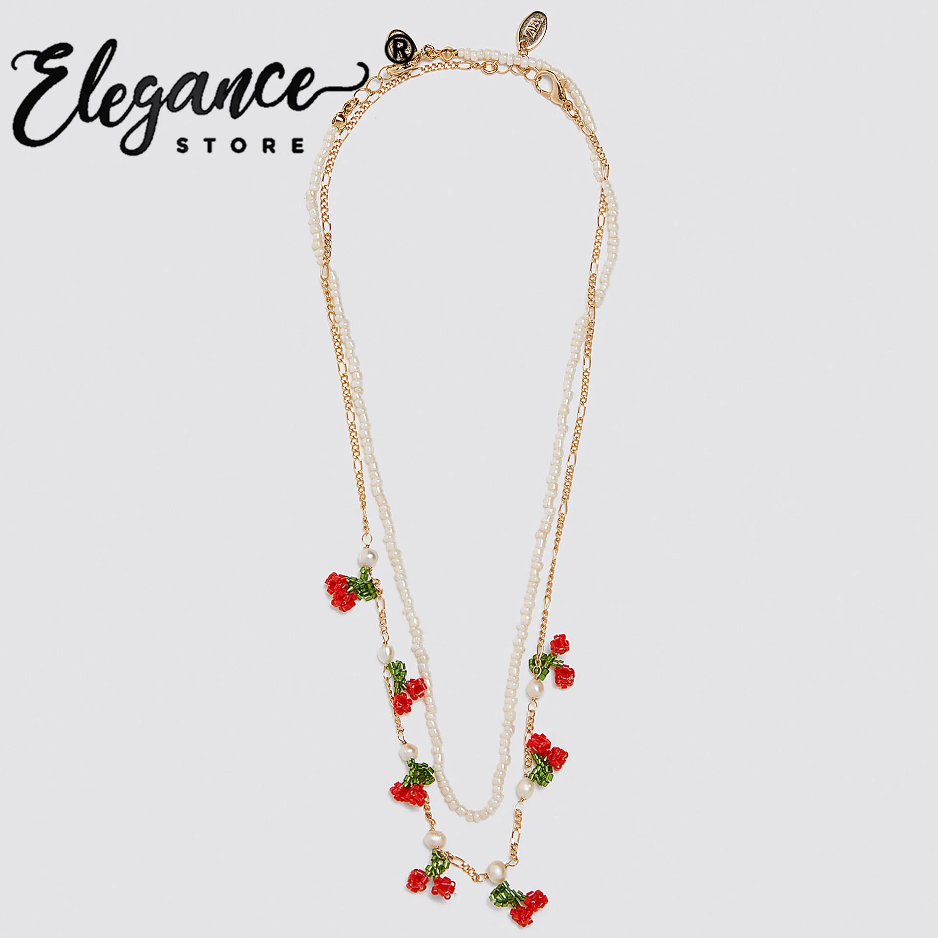 Элегантные богемные ZA Модные 2 шт вишневые ожерелья для женщин летние милые