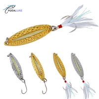 leech wire baits spoon fishing lures hard baits tackle with feather tail