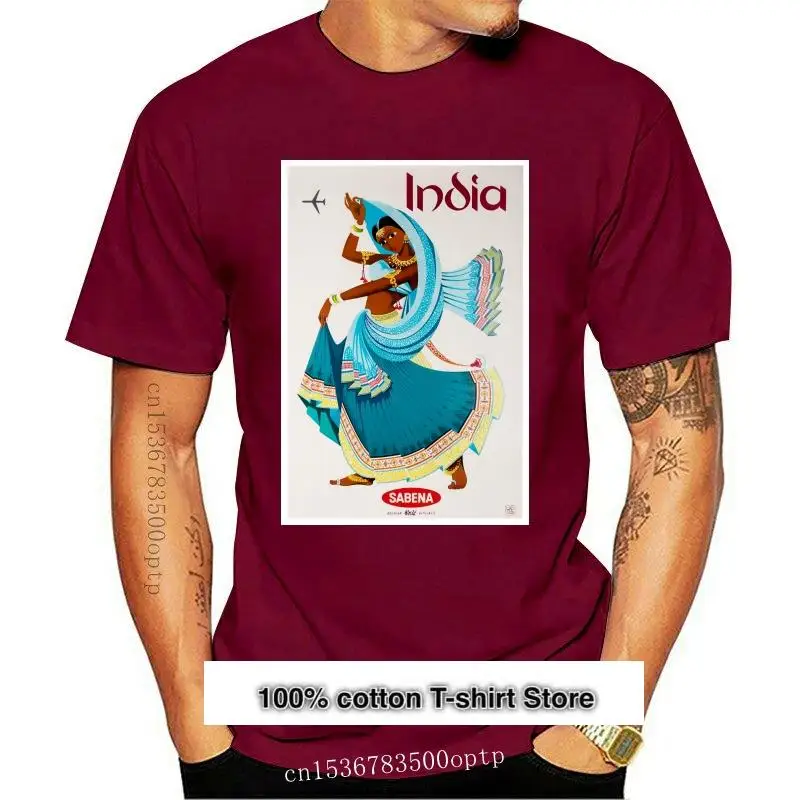 

Винтажная Camiseta для мужчин и женщин, Постер путешествий, Индия, Sabena, nueva